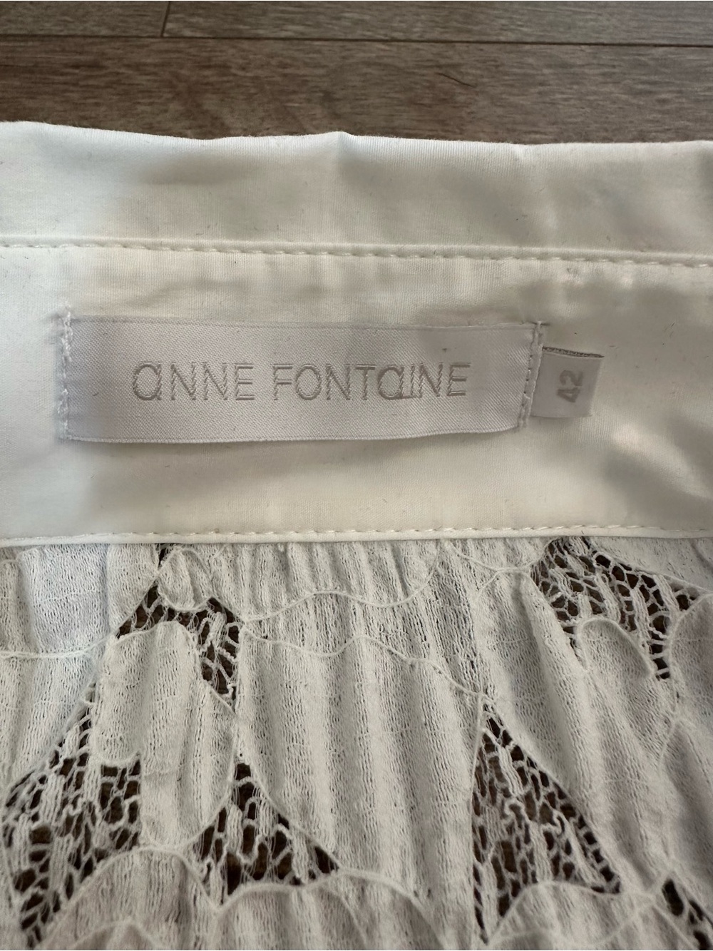 Anne Fontaine Roman White Lace Zip Front Blouse | Size 42 - Picture 2 of 15